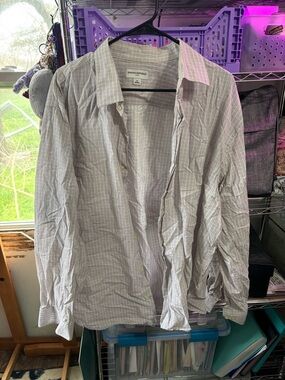 Banana Republic Light Gray Plaid Dress Shirt
